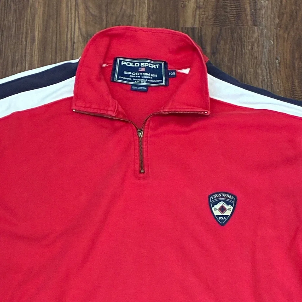 Vintage Polo Sport Ralph Lauren Sportsman 1/4 Zip Pullover Mens L Red USA
